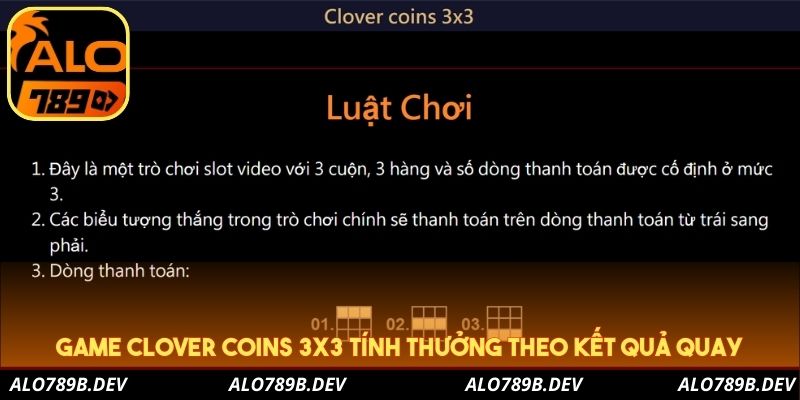 Game Clover Coins 3x3 tính thưởng theo kết quả quay