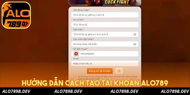 Hướng dẫn cách tạo tài khoản Alo789