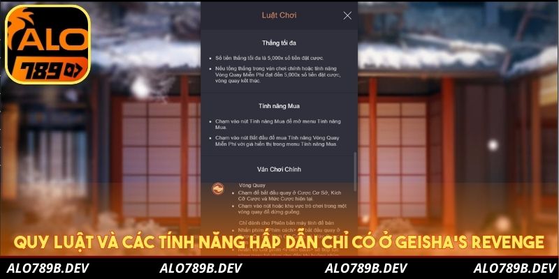 Quy luật và các tính năng hấp dẫn chỉ có ở Geisha's Revenge