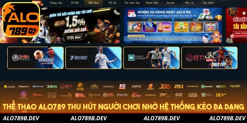 Thể thao ALO789 thu hút người chơi nhờ hệ thống kèo đa dạng
